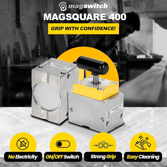 Magswitch MagSquare 400 Magnetic Welding Square Base Clamp Holder for Welding Kit, Tools, Supplies and Accessories, Magnet Switch with On/Off Capabilities, 400 lb Holding Force | Improves fabrication accuracy with a 400 lb switchable magnetic square fo...