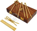 Humaira Nautical Proportional Divider Set of 5, Full Brass dividers with Executive Wooden Box, Single Handed 8" Brass Navigational Dividers Compass Set for Maritime, Naval, Geometry and Drafting