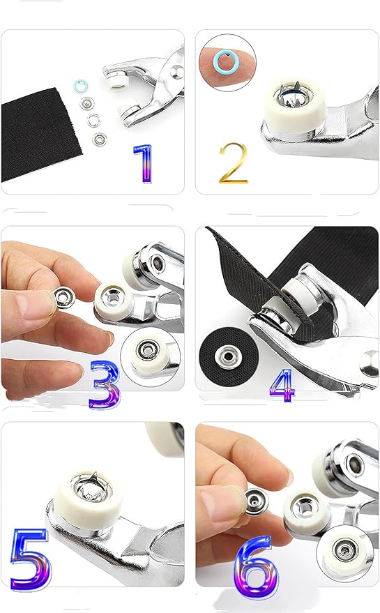 100 Sets Metal 9.5mmSnaps Buttons, Five Claw Buckle Installation Plier Tool Set, Seam Free Invisibility Snap Fastener Plier Tool, Metal Prong Snaps Buttons for Clothing Leather Crafting Sewing