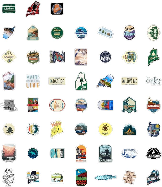 BulbaCraft Maine Stickers for Water Bottle and Laptop - State Souvenirs, Decorations & Gifts, Waterproof Vinyl Decals, Gifts for Women & Men