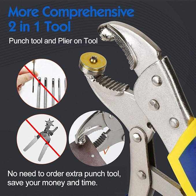 YZS Snap Button Kit Tool【Upgraded 3 Dies】- Heavy Duty Snap Fastener Tool, Includes 10Sets 15mm Metal Snap Buttons for Replacing or Repairing Snaps on Boat Cover, Canvas, Leather, Fabric