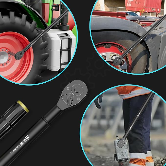 3/4" Click Torque Wrench, 200-1000 Ft-Lb/271-1355 Nm, Heavy Duty | ±3% Accuracy, 48-Tooth Quick Release, Cr-V Steel, Dual-Direction, for Heavy Truck, Tractor, Diesel, Mining & Oil Field