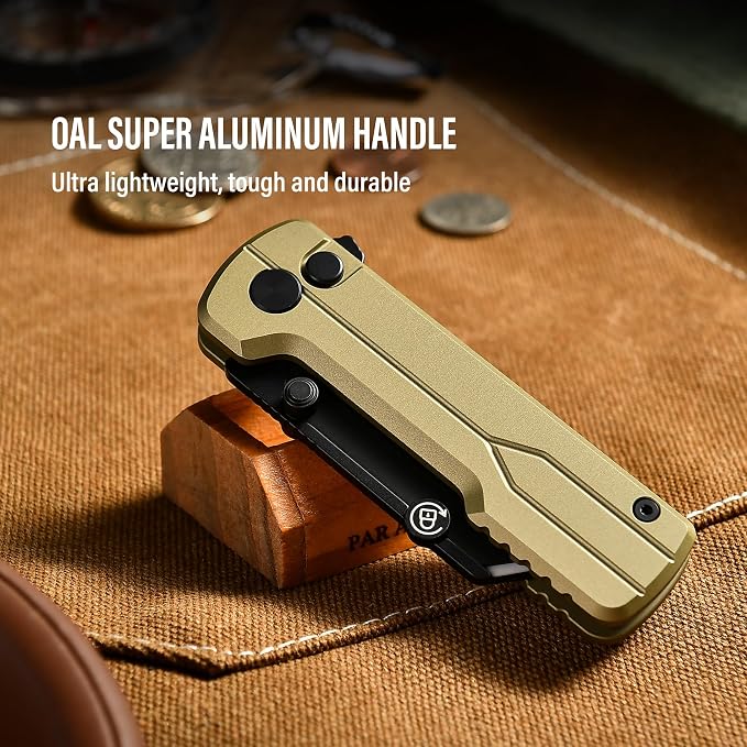 OKNIFE U1 Ultra Pocket Folding Utility Knife with Ceramic Blade, Lightweight O-Aluminum Handle Box Cutter with Clip, Button Lock Pocket Knife for Men Women (Olive Green)