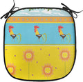 Lunarable Gallus Chair Cushion Pad, Rooster Pattern with Sunflowers Summer Greenery Sky Floating Clouds Clipart, Seat Padding for Kitchen & Patio with Anti-Slip Backing, 16"x16", Earth Yellow Blue