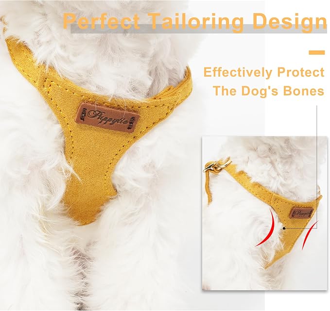 Puppytie Small Dog Harness and Leash Set, Yellow, S (9-17.5 lbs) | Dog Harness Small Sized Dog, Dog Leash for Small Dogs, Soft and Lightweight, Puppytie Dog Harness for Daily Walks