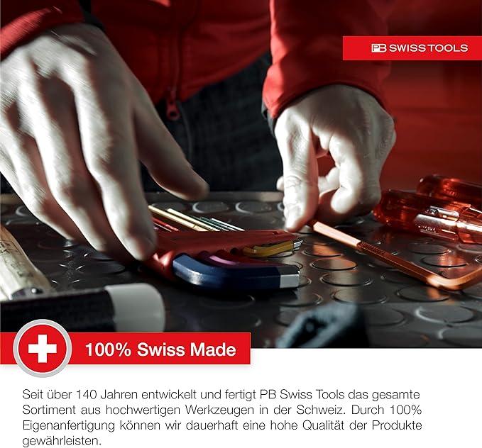PB SWISS TOOLS RainBow Torx Key L-Wrenches PB 410.H 6-25 RB CN | 100% Swiss Made | 8-Piece Color Coded Torx Key Set for Screwdriving Work in Industry and Handcraft