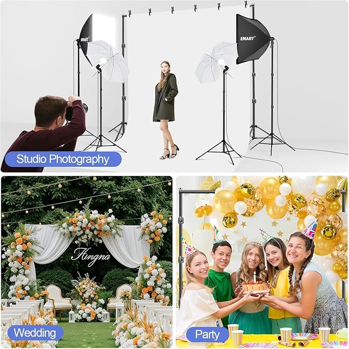 EMART Heavy Duty Photo Backdrop Stand kit 10 x 10 FT with 3 Pcs Backdrops