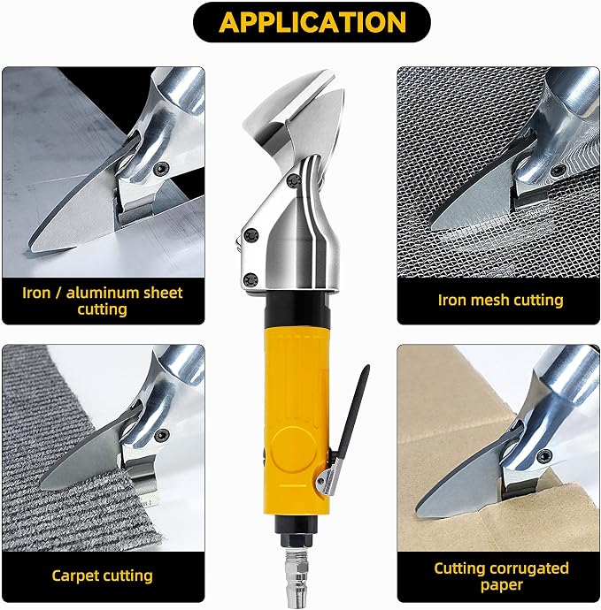 NEWTRY Pneumatic Scissors, Air Industrial Shears, Heavy Duty Metal Cutter Cutting Tool, for Metal Sheet Diamond Mesh Iron Stainless Steel Plate (upgrade B Larger Cutter Head)