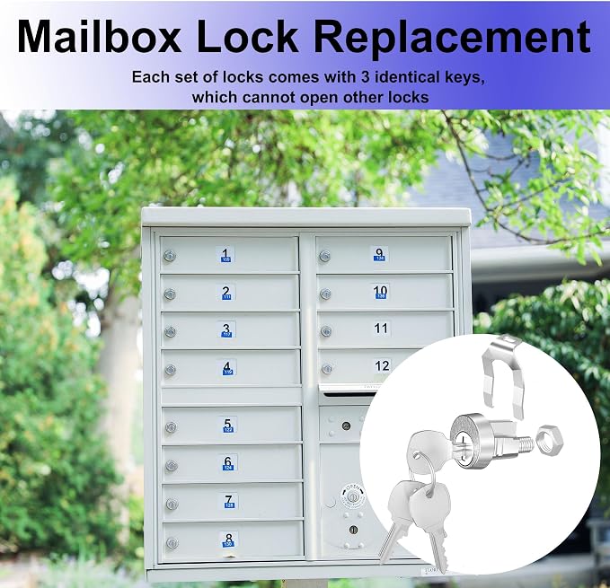 1 Pack Mailbox Lock with Key, Mailbox Lock Replacement for L-1172C Mailbox Key Lock, Nickel Finish