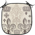 Lunarable Fleur De Lis Chair Cushion Pad, Heraldic Pattern Royal Flower and Crowns Tiara Coat of Arms Knight, Seat Padding for Kitchen & Patio with Anti-Slip Backing, 16"x16", Beige Taupe and Ivory