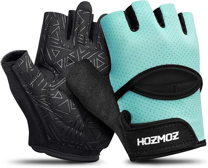 HOZMOZ Ventilated Weight Lifting Gloves, Thick Padded Workout Gym Gloves with Full Palm Protection & Grip & Shock Absorption for Women & Men's Fitness Exercise Training