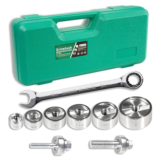 Ratchet Knockout Hole Punch Driver Kit, 1/2" to 2" Slug-Buster Knockout Electrical Conduit Hole Cutter Set Manual KO Tool Kit with 6 Dies & Ratchet Wrench, for Electrical Conduit & Panels