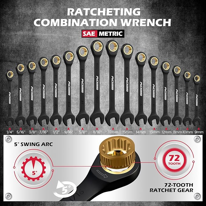 Premium 132-Piece Mechanics Tool Set, SAE/Metric 1/4" & 3/8" Drive Socket Set, Ratcheting Wrenches, Extensions & Adapters, Quick-Release Ratchet, Professional Auto Repair Tool Kit with Storage Case