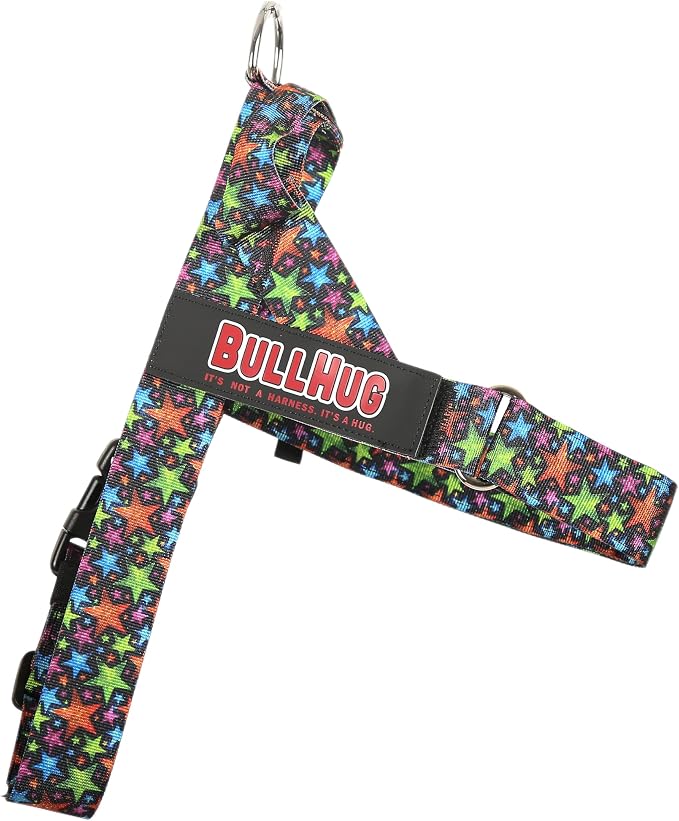 Adjustable Dog Harness– No Pull, No Choke – for English Bulldogs, French Bulldogs, Pugs & Broad-Chested Breeds – Easy, Safe Walks (Star Brights, Small)