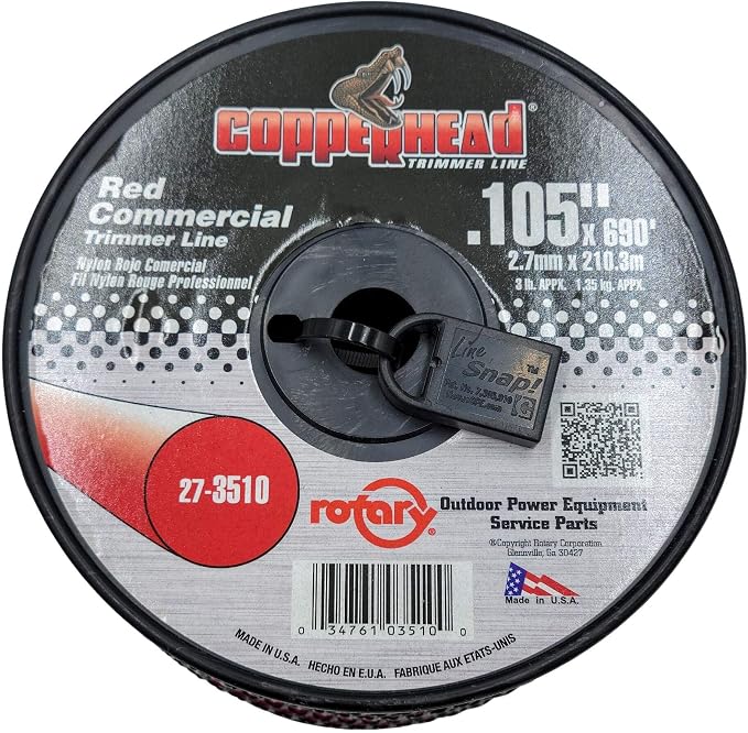 .105" Trimmer Line w/Cutter Rotary Round Medium Spool Red (3510)