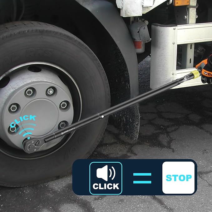 1-Inch Click Torque Wrench, 200-1200 Ft-Lb/271-1626 Nm, Heavy Duty | ±3% Accuracy, 48-Tooth Quick Release, Cr-V Steel, Dual-Direction, for Mining Truck, Marine, Oil Field & Wind Turbine