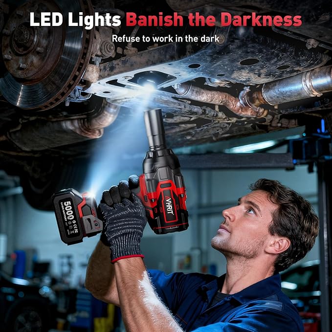 Cordless Impact Wrench 3/4", 2200Nm/1630Ft-lbs Electric Impact Gun with 2x5.0Ah Batteries, High Torque Brushless Impact Driver w/Socket Set & Adapter for Truck Mower Car Repair