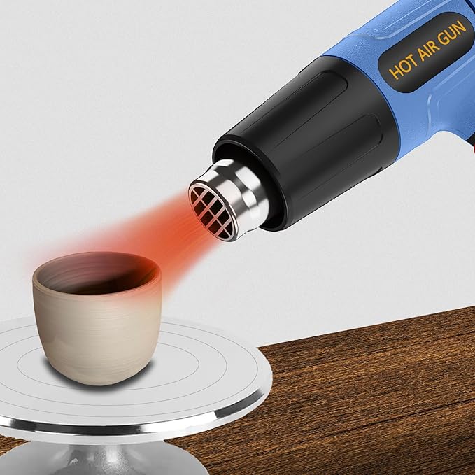 Heat Gun Lcd Digital Display 212 & 1202℉ Dual-Lvel Temperature Control 4 Nozzles Heat Gun' Overload Protection for Crafting, Shrink Tubing, Vinyl Wrap, Shrink Wrap,5Ft Power Cord