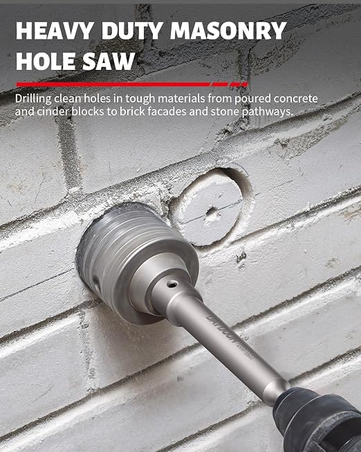 DAYDOOR 2-9/16" (65mm) Concrete Hole Saw with SDS Plus Shank Adapter, Tungsten Carbide Tipped Masonry Hole Saw, Heavy Duty Concrete Core Drill Bit for Brick, Cement Wall, and Stone