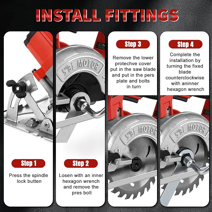 5 Inch Circular Saw for Milwaukee M18 18V Battery (No Battery), Brushless Cordless Round Saw Kit with 0-45° Cutting Bevel, 6200 RPM, Idea for Wood Plastic Soft Metal