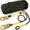 TRSMIMA Rope Harness Safety Lanyard：150ft Roofing Rope Fall Protection | Vertical Safety Harness Rope With Grab Snap Hooks Shock Absorber - Tree Climbing Line Kit Heavy Duty Safety Equipment ANSI CE