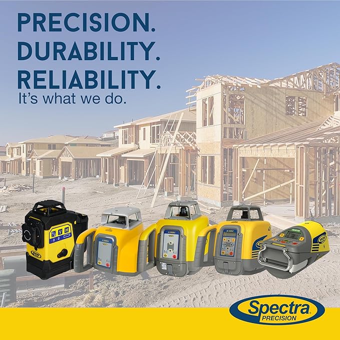 Spectra Precision LL300N-4 Self-Leveling Rotary Laser Kit with HL450 Receiver, Professional - Small Case - Rechargeable — IP66, Class 2, ±3/32″ Accuracy, 1,650 ft Range