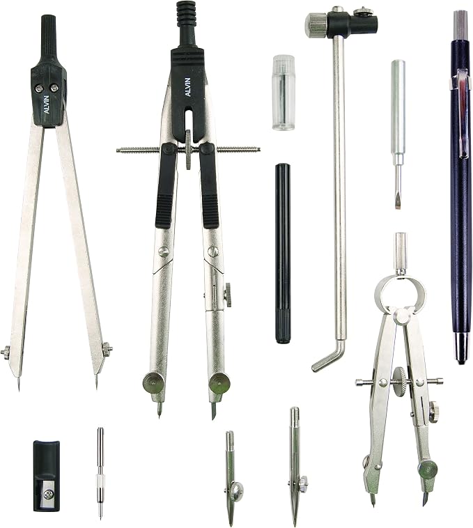 Alvin Jet-Bow Beam Combination Drawing Set, Model 929JS, Speed Compass with Interchangeable Pen, Pencil, Divider Parts, Geometry and Engineering Kit, Drawing and Architecture Tools