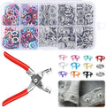 100 Sets Metal Snap Buttons Kit with Fastener Pliers Press Tool, 9.5mm Snap Fasteners for DIY Crafts, Clothing, Hats, Sewing, and Fabric Projects (Multicolor)