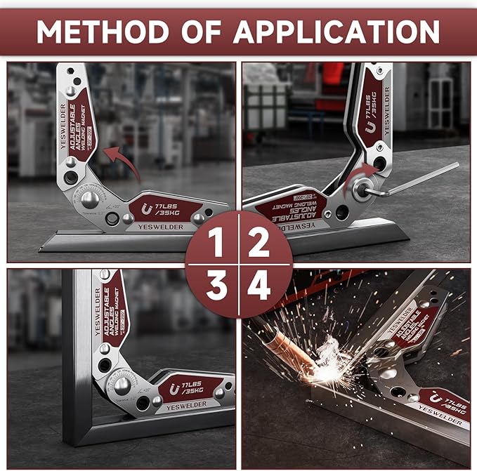 YESWELDER Adjustable Angle Welding Magnet 20-200° Magnetic Welding Holder of 77LBs Holding Power Welding Accessory