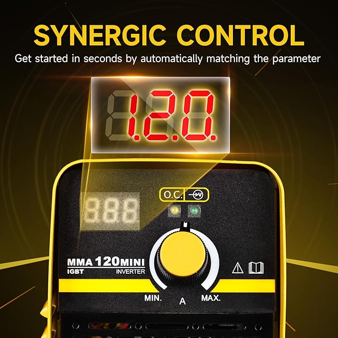 110V Smart Welder with Digital Display, 120A Portable Welding Machine, IGBT Inverter Stick Welder with Synergic Control & Full Kit