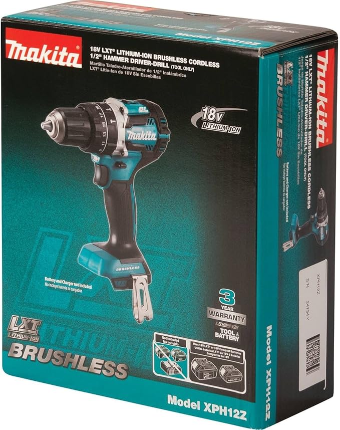 Makita XPH12Z 18V LXT Lithium-Ion Brushless Cordless 1/2 inches Hammer Driver-Drill (Renewed)