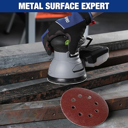 WORKPRO 150-Piece 150 Grit Sanding Discs - 5-Inch 8-Hole Hook and Loop Sandpaper for Random Orbital Sander (Not for Oscillating Tools or Mouse Sander)