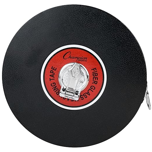 Champion Sports Closed Reel Measure Tape – 165 ft / 50 m, Hand Crank, Dual-Sided Feet & Meters