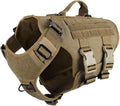 ICEFANG No Pull Tactical Dog Harness for X-Large Dogs,Adjustable Dog Vest | Control Handle,MOLLE Panel,Front Hook,3 Leash Clips,Soft Padded,for walking training,Brown,X-Large