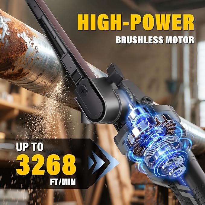 VERVEWAVE Cordless Detail Band file Sander Compatible with DEWALT 20V Battery, Finger Belt Sander with 6 Variable Speed, 170° Adjustable, 1/2"x18" Belt for Wood, Paint, Metal Rust, DIY (Tool Only)