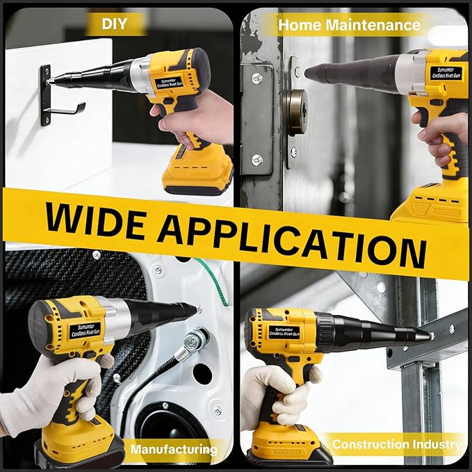 Cordless Rivet Gun Tool for Dewalt 20V Max Battery, Brushless Electric Automatic Rivet Gun with 1/8" 5/32" 3/16" Rivets & LED Light, Pop Rivet Gun Kit for Auto Repair, Construction & DIY (Tool Only)