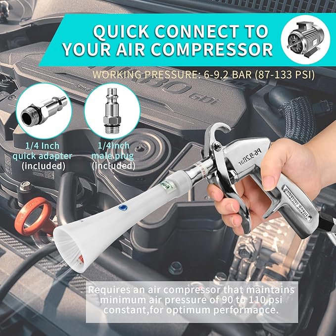 GOCCIDA Tornado Dry Cleaning Gun with Brass Adjustable Air Flow Nozzle,Air Blower Gun Quickly Blasts Dirt and Dust from Surface Works with Air Compressor