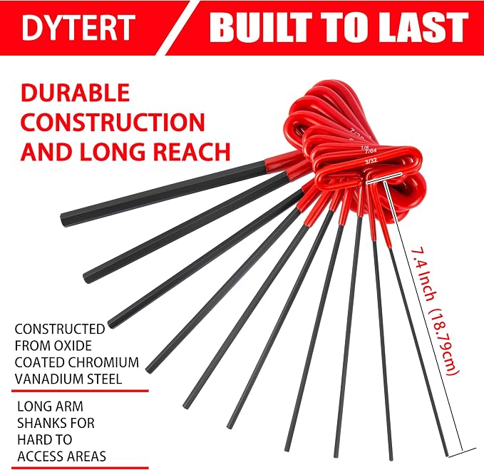 30-Piece T Handle Allen Wrench Set with Metric(2-10MM) & Inch(3/32-3/8) & Torx（T9-T50 Allen Hex Keys Wrench Set, 7.4 inches long, Cushion Grip