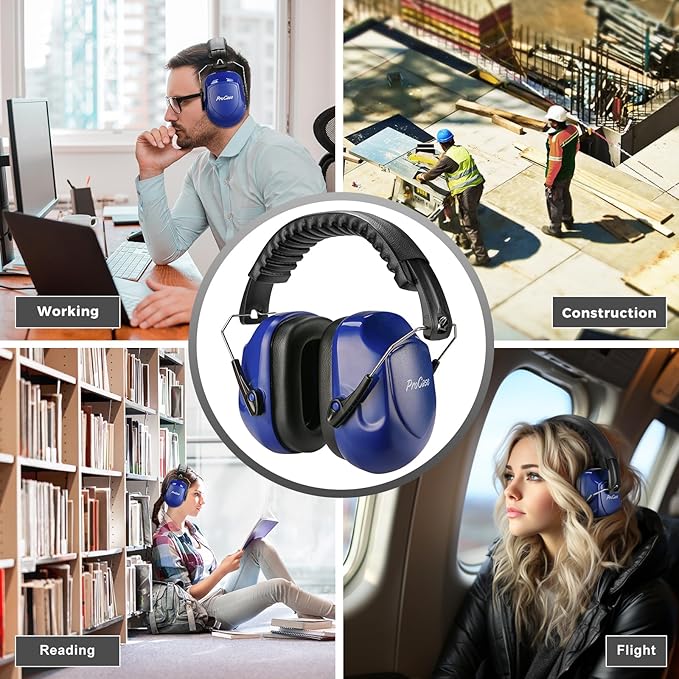 ProCase Noise Reduction Ear Muffs, Sound Proof Ear Protection, NRR 28dB Noise Cancelling Headphones for Adults Kids Autism, Hearing Protection for Shooting Gun Range Mowing -Navy