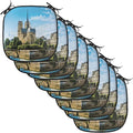 Lunarable Paris Chair Cushion Pads Set of 8, Notre-Dame Building Paris Monument Travel Destinations Photo, Anti-Slip Seat Padding for Kitchen & Patio, 16"x16", Pale Coffee Pale Blue
