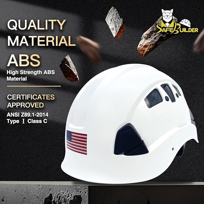 Construction Safety Helmet ABS Hard Hat Adjustable Ventilation System Hardhats Industrial Work Head Protection for Men Certified ANSI/ISEA Z89.1