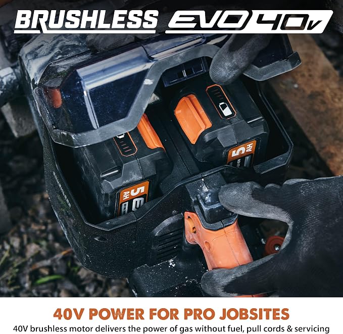 Evolution R10DCT-Li Cordless 10" Concrete Saw | Includes 2x 5Ah Batteries, Dual-Port Charger & EVOMAX Diamond Blade | 4" Cut Depth | Auto Water Dust Suppression | 40V Brushless | Heavy-Duty Cutting