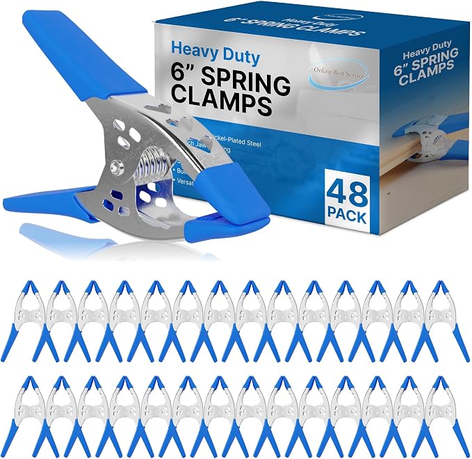 Lot of 48-6" inch Spring Clamp Large Super Heavy Duty Spring Metal Blue - 2.5 inch Jaw opening