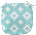 Lunarable Geometric Chair Seating Cushion, Nested Diagonal Squares with Tiny Polka Dots Symmetric Repetition, Anti-Slip Seat Padding for Kitchen & Patio, 16"x16", White and Pale Teal