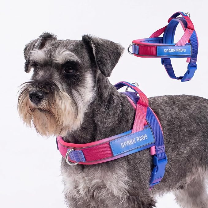 Spark Paws No Pull Front Clip Dog Harness - Easy On, Padded and Lightweight | Two Clips, On in Seconds, Chest Bearing, Australian Style, No Throat Pressure, for Small Medium and Large Breeds