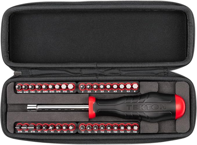 TEKTON 1/4 Inch Bit Driver and Bit Set with Case, 37-Piece | DBH93101