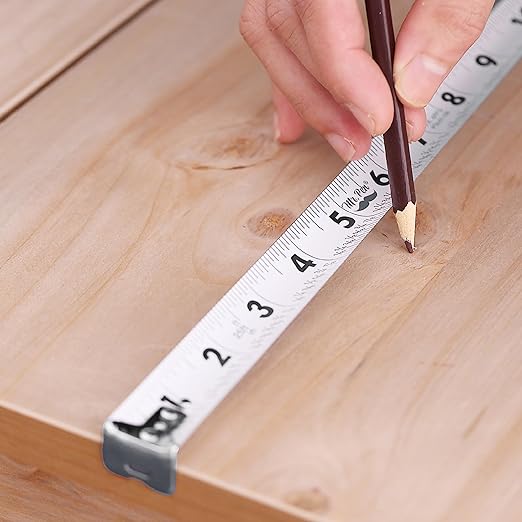 Mr. Pen- Retractable Tape Measure 25 ft, Gray, Easy Read, Steel Retractable Measuring Tape with Fractions, Ideal for Construction & DIY Projects