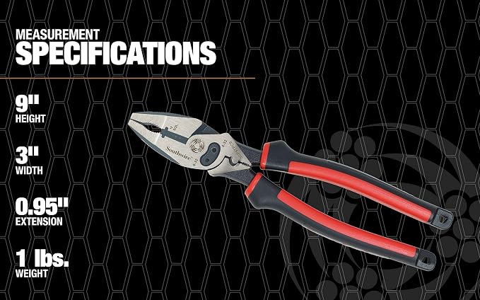 Southwire Sidecut Plier 9-Inch Combination Tool - Delivers Maximum Precision Cuts & Versatile Functionality - Reamer, Stripper, Crimper, Bolt Shear - Fire Rivet Construction