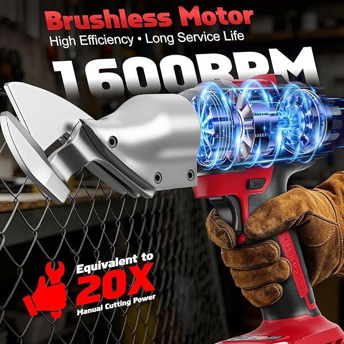 Cordless Metal Shear Compatible for Milwaukee 18V, Brushless Electric Metal Shears 1600RPM for HVAC Ducts, Auto Body Panels &Fencing,Stainless Steel Cutter with LED Light (Tool Only