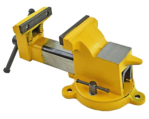 Yost Vises 908-HV All Steel Combination Vise | 8 Inch Jaw Width Pipe and Bench Vise |Secure Grip with Swivel Base | Made of Structural Cast Steel | High Visibility Safety Yellow